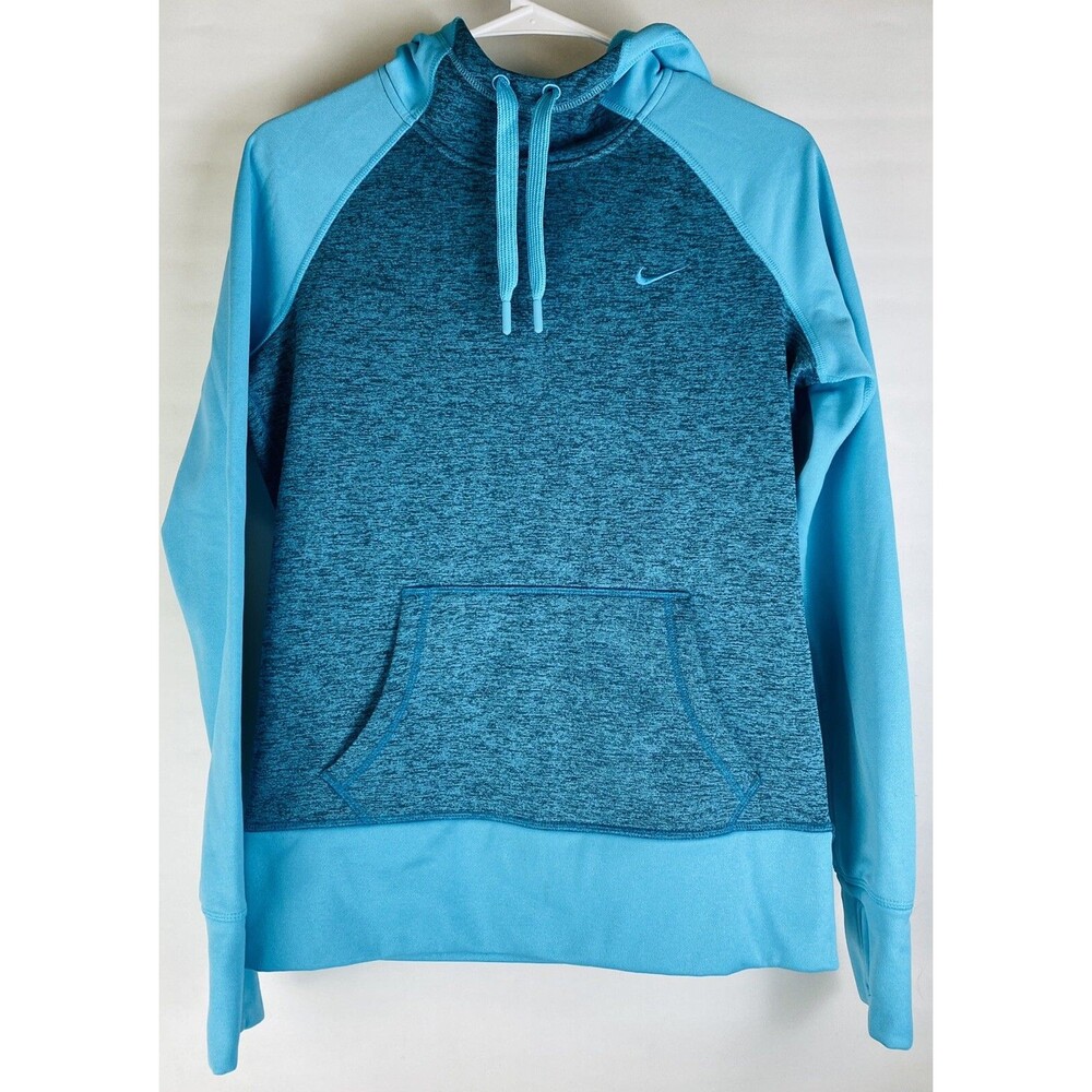 Nike Therma Fit Womens Small Light Teal Hoodie Pullover with Thumb holes